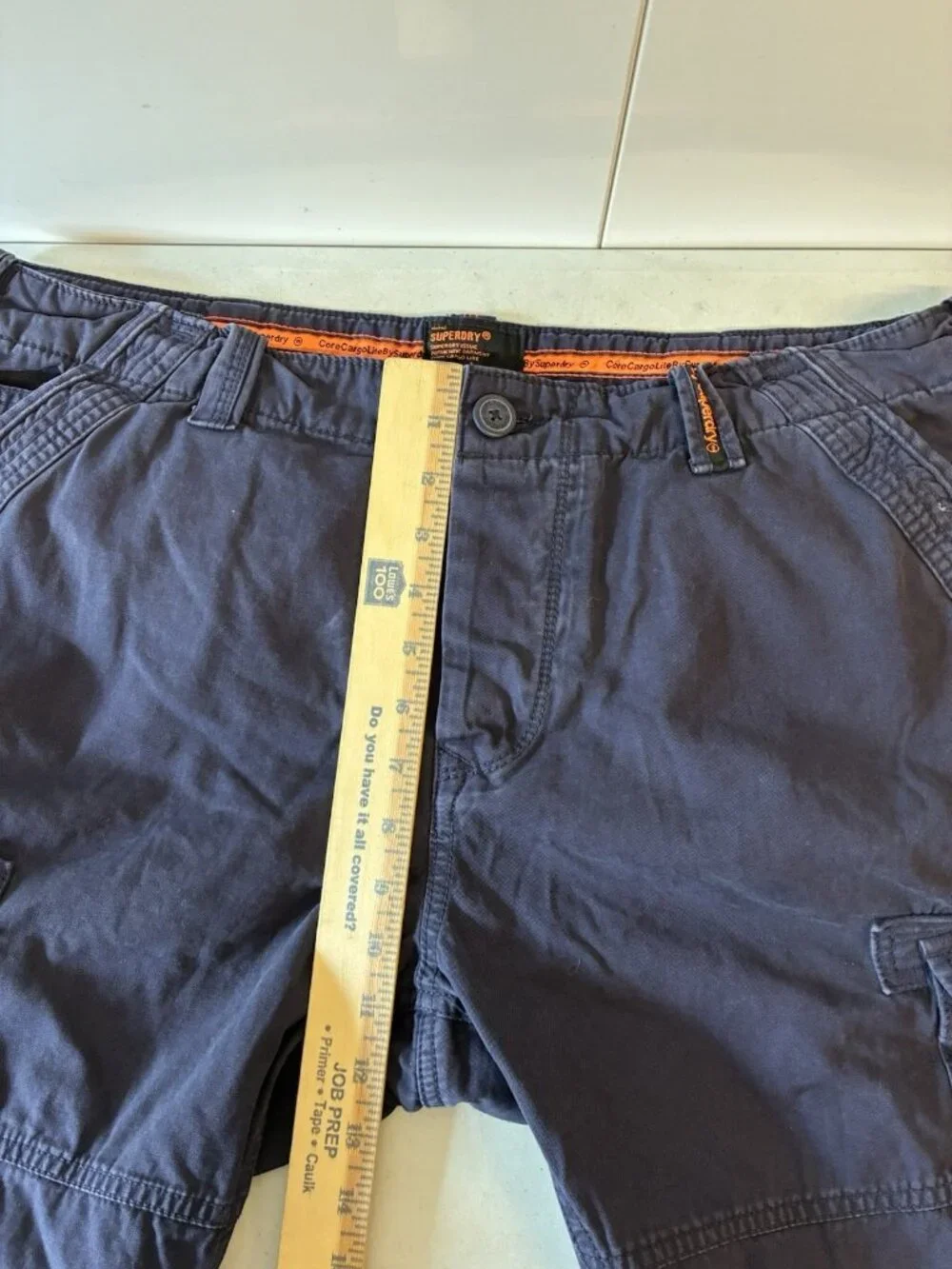 Superdry‎ Core Cargo Lite Shorts Mens 38 Navy Blue Drawstring Pockets Utility